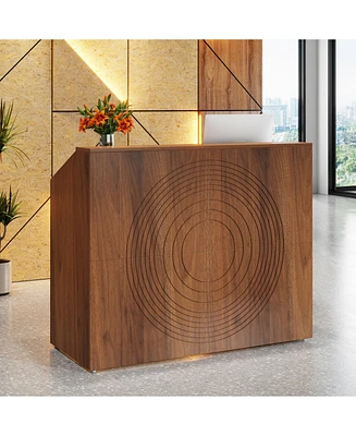 Tribesigns 47 inch Retail Counter,Modern Front Desk Reception Room Table with Cable Grommet,Reception Counter