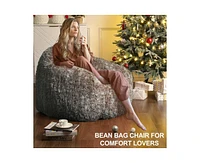 gaomon Bean Bag Chairs for Adults, Faux Fur Bean Bag Chair with Filler, Soft Plush Living Room Beanbag Chair Armrest Bean Bag Couch, Fluffy Couch Lazy