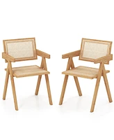 Givimo Set of 2 Rattan Accent Chairs with Natural Bamboo Frame