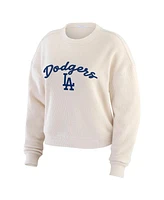 Wear by Erin Andrews Women's Oatmeal Los Angeles Dodgers Plus Rib-Knit Long Sleeve T-Shirt Pants Lounge Set