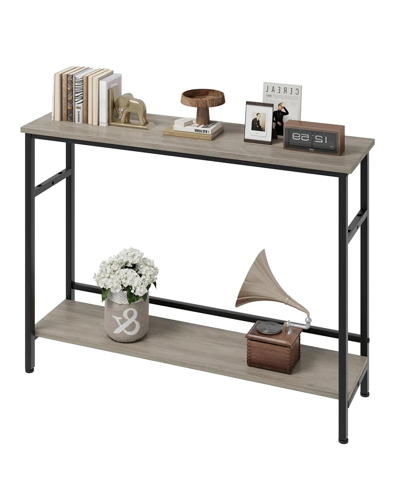 gaomon 2 Tier Entryway Table, Console Tables for Entryway, Industrial Sofa Table with Adjustable Shelf