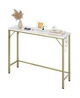 gaomon Console Table with Power Outlets & Usb Ports, Narrow Sofa Table with Charging Station