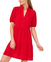 CeCe Women's Short Sleeve Tiered V-Neck Baby Doll Dress