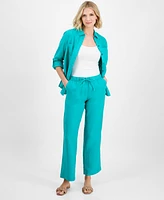 Charter Club Women's 100% Linen Drawstring Pants, Created for Macy's