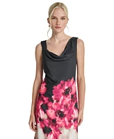 Dkny Women's Floral Asymmetric Cowlneck Midi Dress