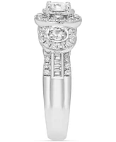 Diamond Halo Three Stone Ring (1 ct. t.w.) in 14k White Gold