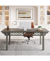 Tribesigns 71-Inch Executive Desk, Large Computer Desk with Sturdy Legs, Farmhouse Office Desk Conference Table, Wood Studying Writing Table Business