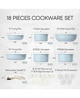 Carote 18pcs Pots and Pans Set, Detachable Handle Nonstick Cookware Induction Kitchen Sets Non Stick with Removable Handle, Rv