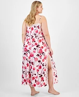 I.n.c. International Concepts Plus Floral Satin Nightgown, Exclusively at Macy's