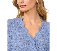 CeCe Women's Pointelle-Knit Wrap Sweater