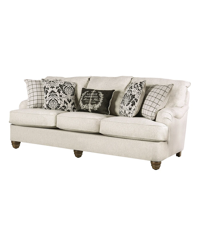 Furniture of America 93" Stacy Pleated Arm Sofa