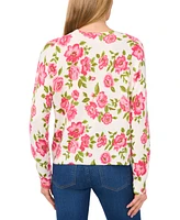 CeCe Women's Valentina Floral Crewneck Sweater