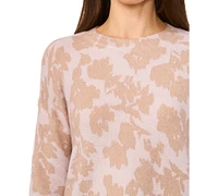 CeCe Women's Brushed Floral Escape Crewneck Sweater