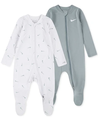 Nike Baby Essentials Viscose Long-Sleeve Footed Coveralls, 2 Pack