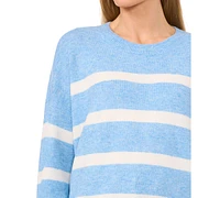 CeCe Women's Striped Long-Sleeve Crewneck Sweater