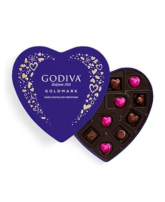 Godiva Valentine's Day Assorted Dark Chocolates Heart Tin, 14 Pieces