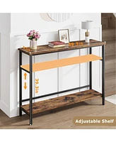 gaomon 2 Tier Entryway Table, Console Tables for Entryway, Industrial Sofa Table with Adjustable Shelf