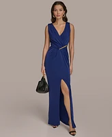 Donna Karan New York Women's Faux-Wrap Embellished Gown