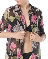 Carmen Marc Valvo Women's Printed Convertible Shirt Swim Cover-Up