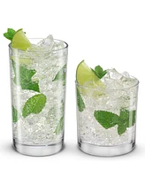 JoyJolt Alain Drinking Glasses Highball Double Old Fashion Glass Drinkware, Set of 8