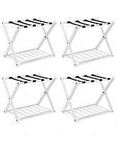 Costway Set of Folding Metal Luggage Rack Suitcase Shoe Holder Hotel Guestroom withShelf