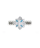 Bling Jewelry Aqua Ice Blue Snowflake Christmas Charm Bead with Crystals for Bracelet