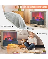 Sugift 27 Inch Freestanding Electric Fireplace with 3-Level Vivid Flame Thermostat