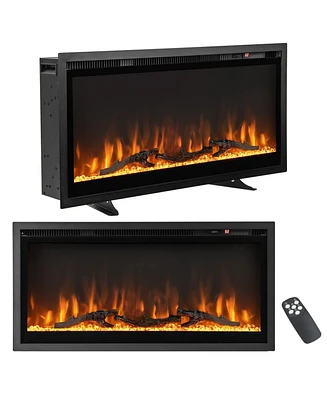 Sugift Electric Fireplace in-Wall Recessed with Remote Control and Adjustable Color and Brightness-36 inches