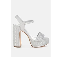 Ortage Rhinestones Embellished High Block Heels