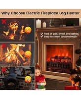 Skonyon 20 Inch Electric Fireplace Heater with Realistic Pinewood Ember Bed