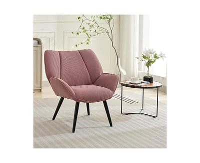 gaomon Modern Accent Chair with Wingback, Corduroy Living Room Armchair for Bedroom, Modern Accent Armchair Comfy Reading Chair for Waiting Room, Pink