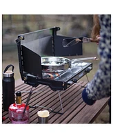 Primus Tupike Compact, Portable 2-Burner Camping Stove with Grill Plate,Perfect for Overlanding and Camping, Piezo Ignition for Easy Start