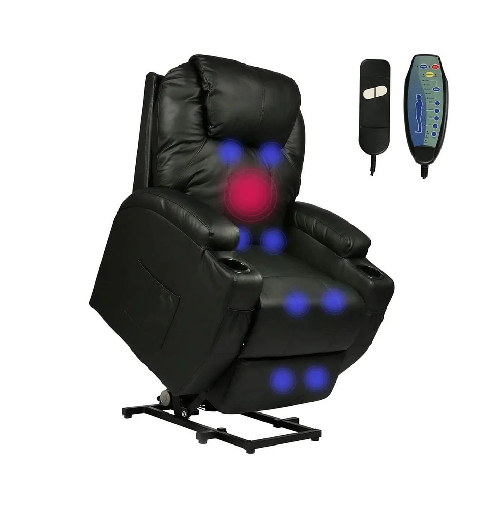 Slickblue Massage and Heat Leather Recliner Electric Power Lift Chair for Elderly Comfort