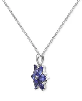 Tanzanite (1-3/8 ct. t.w.) & Diamond Accent Starflower Pendant Necklace in 14k White Gold