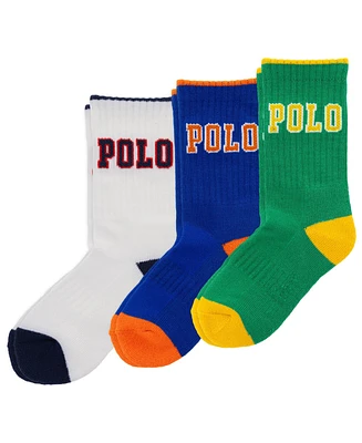 Polo Ralph Lauren Little Boys Crew Socks, 3-Pack