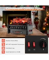Sugift 20 Inch Electric Fireplace Heater with Realistic Birchwood Ember Bed