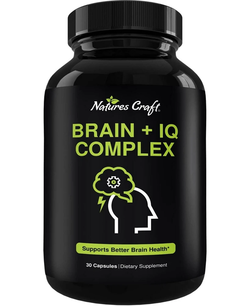 Nature's Craft Nootropic Memory Supplement for Brain Support + Iq, Memory Pills for Brain Boost & Natural Energy Booster Vitamin B12 Supplement, Natur