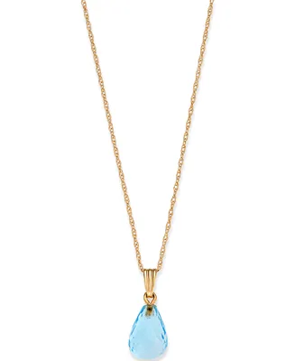 Blue Topaz Briolette 18" Pendant Necklace (4 ct. t.w.) 14k Gold (Also Peridot & Citrine)