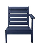 WestinTrends Outdoor Patio Hdpe Right Arm Facing Sectional Navy Blue Corner Club Chair with Patio Cushions