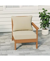 WestinTrends Outdoor Patio Hdpe Right Arm Facing Sectional Teak Corner Club Chair with Cushions