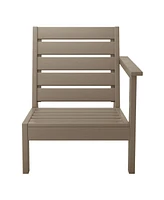 WestinTrends Outdoor Patio Hdpe Right Arm Facing Sectional Weathered Wood Corner Club Chair with Patio Cushions