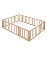 Slickblue Full Size Wood Daybed Frame with Fence For Bedroom