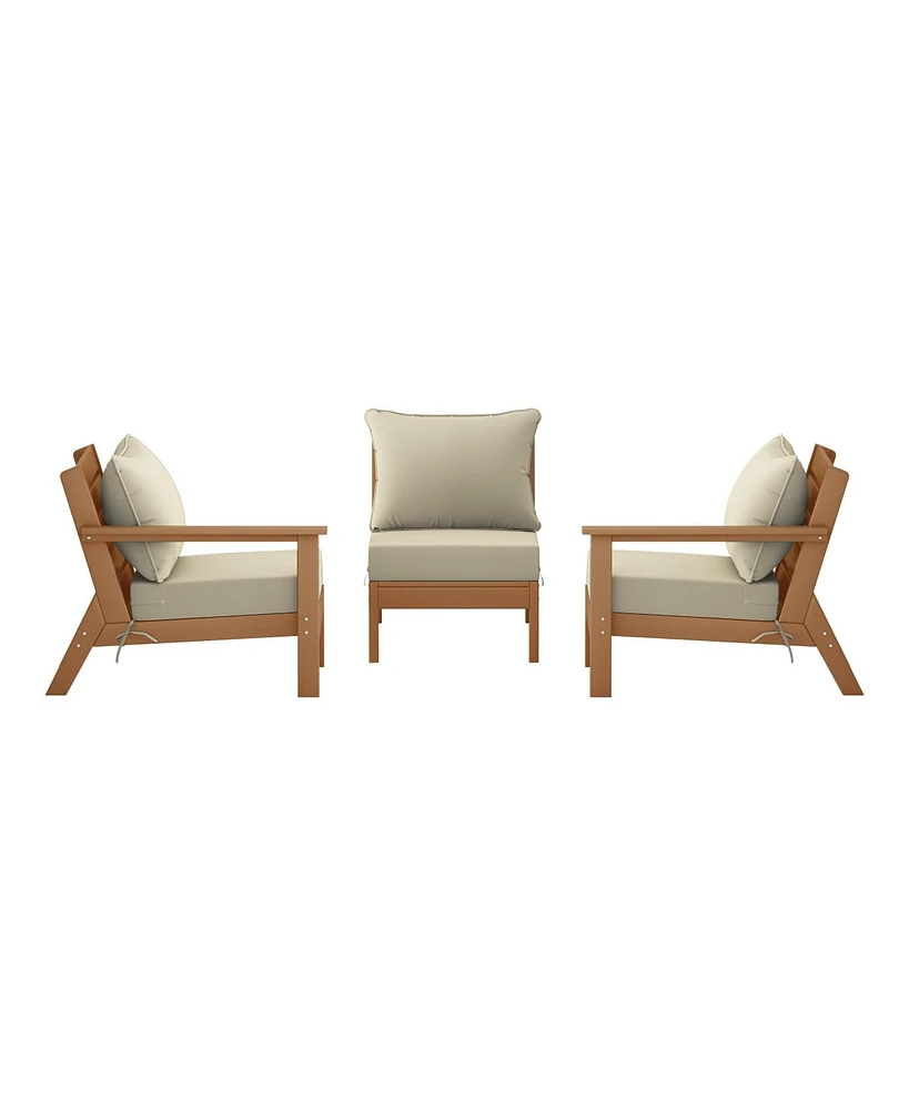 WestinTrends Outdoor Patio Hdpe Teak Sectional Sofa with Cushions