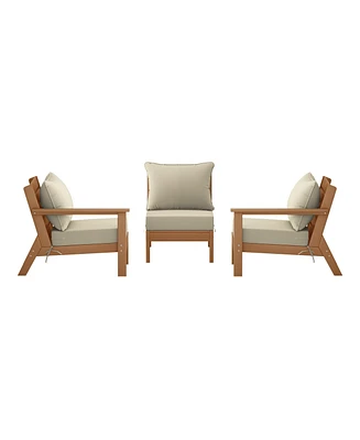 WestinTrends Outdoor Patio Hdpe Teak Sectional Sofa with Cushions