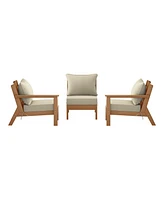 WestinTrends Outdoor Patio Hdpe Teak Sectional Sofa with Cushions