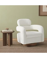 WestinTrends Mid-Century Modern Faux Sherpa Swivel Barrel Accent Chair