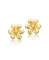 GiGiGirl Sterling Silver 14K Gold Plated Daisy Flower Stud Earrings