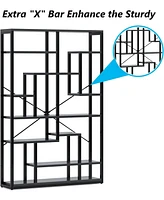 Tribesigns Black Bookshelf Bookcase 9-Tier Bookcase 5.9FT Tall Display Bookshelf Organizer with Open Storage Shelves Metal Frame Vintage Book Shelves