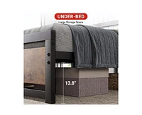 gaomon Industrial Full Size Bed Frame, Full Bed Platform with Wooden Headboard No Box Spring Needed