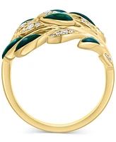 Effy Malachite & Diamond (1/5 ct. t.w.) Vine Inspired Ring in 14k Gold